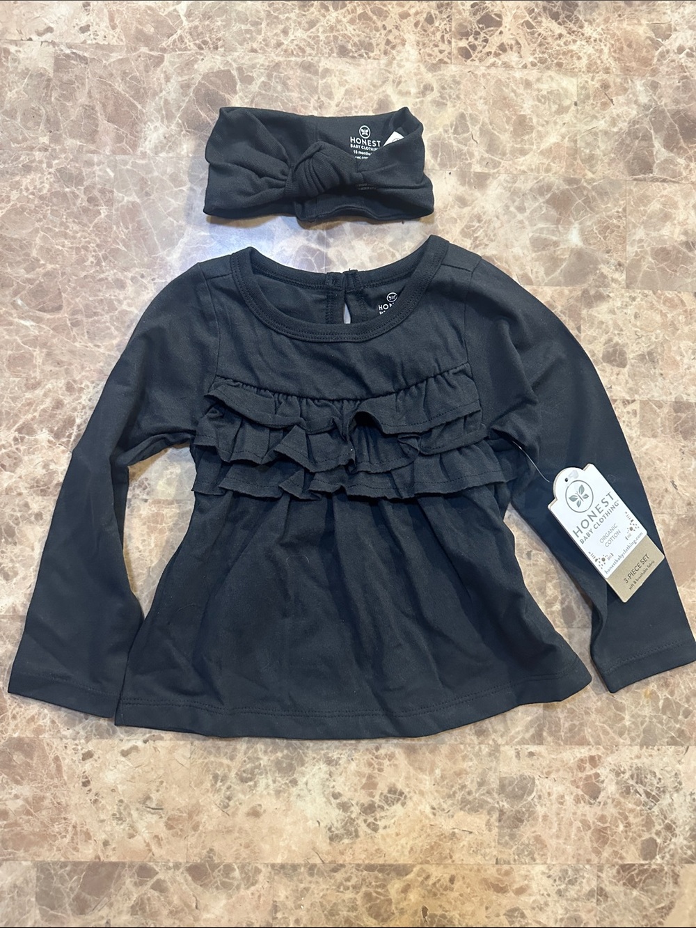 NEST Fragrances Black Long-Sleeve Ruffle Top with Matching Knotted Headband
